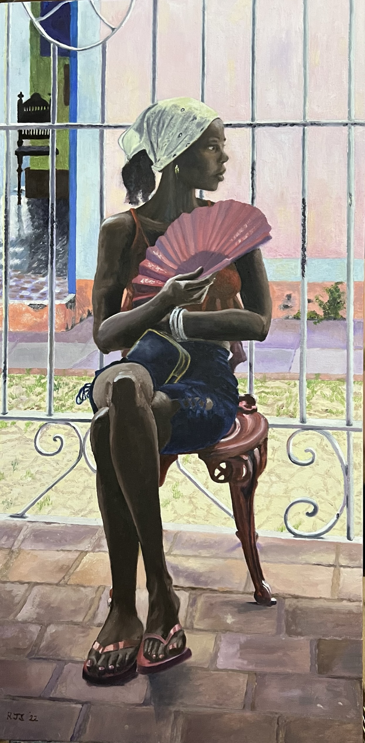 Painting of a Cuban Lady waiting to dance.